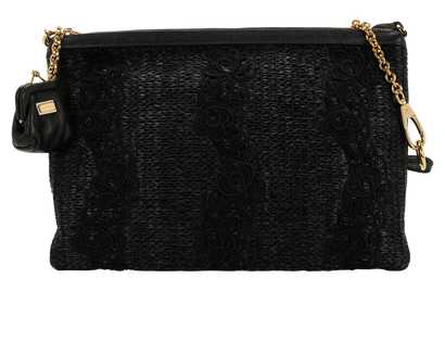 Lace Shoulder Bag, &pound;220, Handbags, Black, Leather, Front view